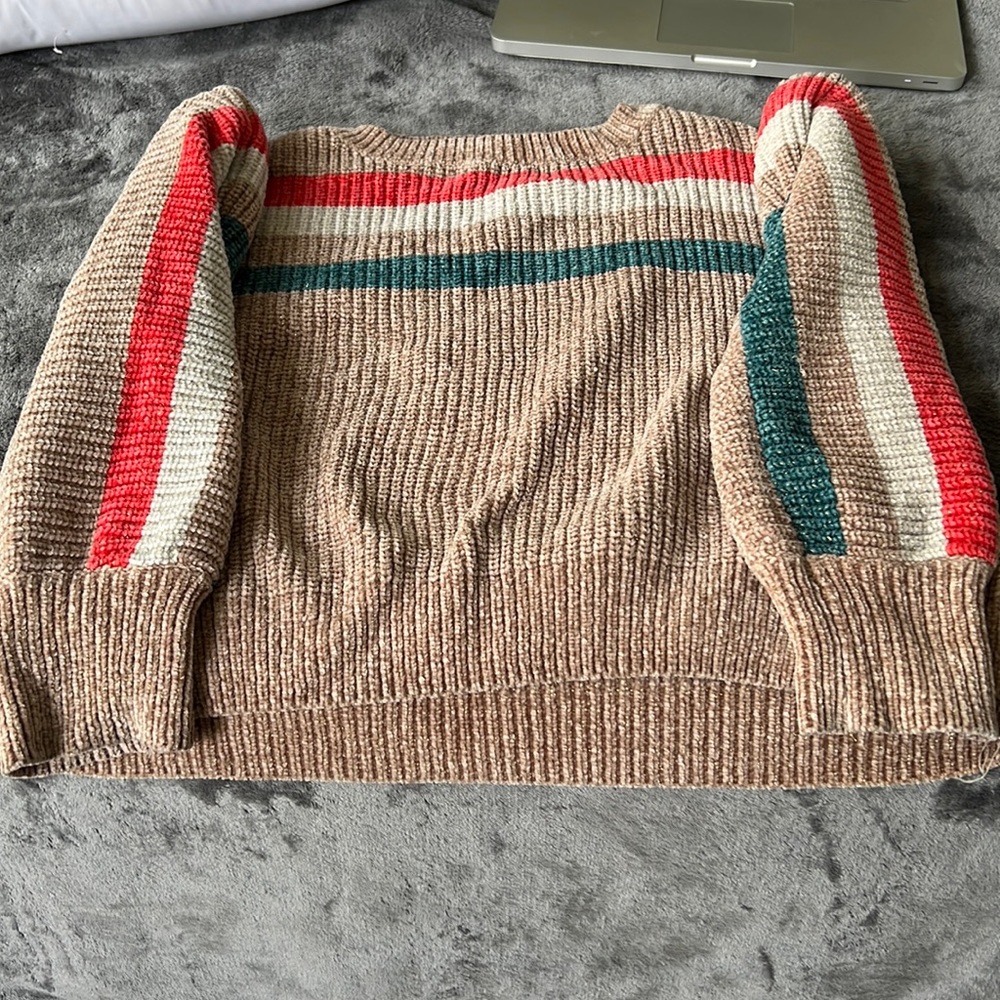 cardigan brown red white green never worn
